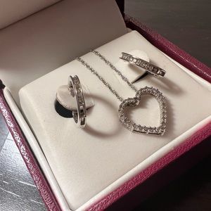 HELZBERG Diamonds Diamond Heart Necklace with Diamond Clasp Hoop Earrings Set
